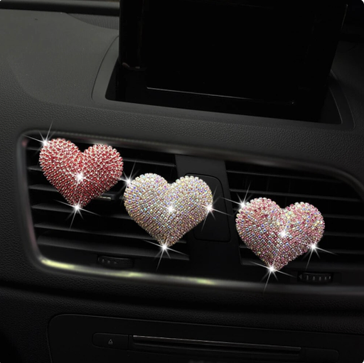 heart-shaped rhinestone car perfume clip - MRSLM