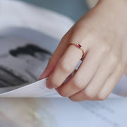 sterling silver garnet wave ring - MRSLM