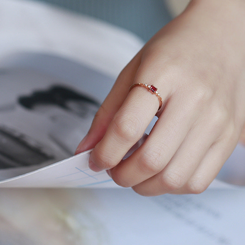 sterling silver garnet wave ring - MRSLM