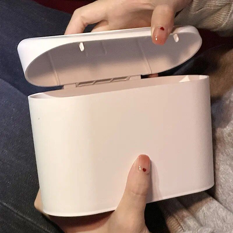 Sleek Square Car Trash Bin with Pressing Lid