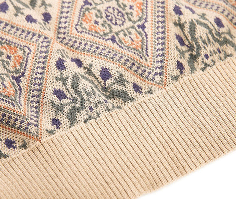 twist jacquard tassel drop shoulder sweater jacket, view 3 - MRSLM