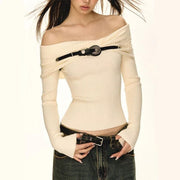 off-shoulder slim fit sweater - MRSLM