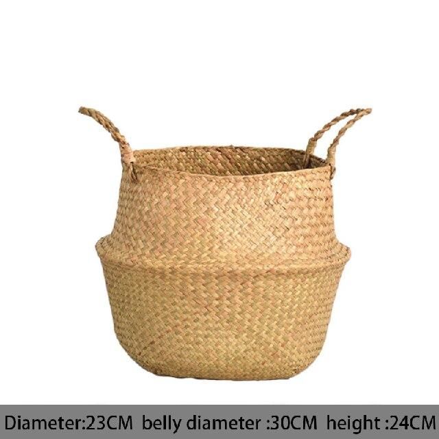 Wicker seagrass planter and storage basket, view 4 - MRSLM
