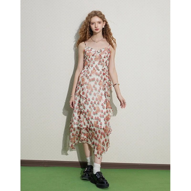 French floral V-neck midi dress, view 6 - MRSLM