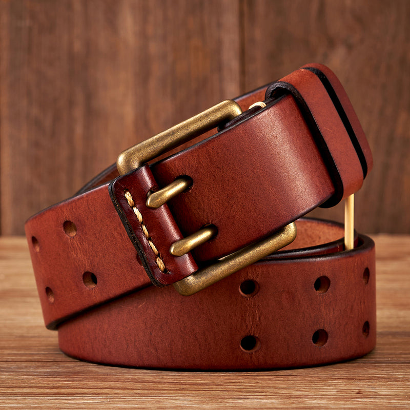 men's 3.8CM wide vintage leather belt, view 7 - MRSLM