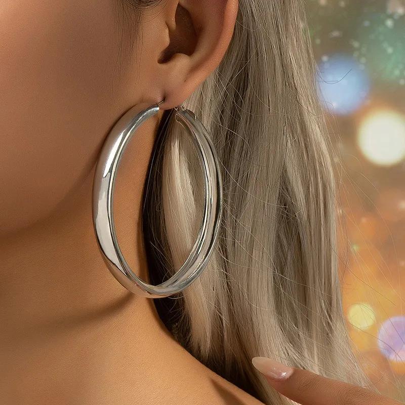 glossy geometric hoop earrings, view 7 - MRSLM