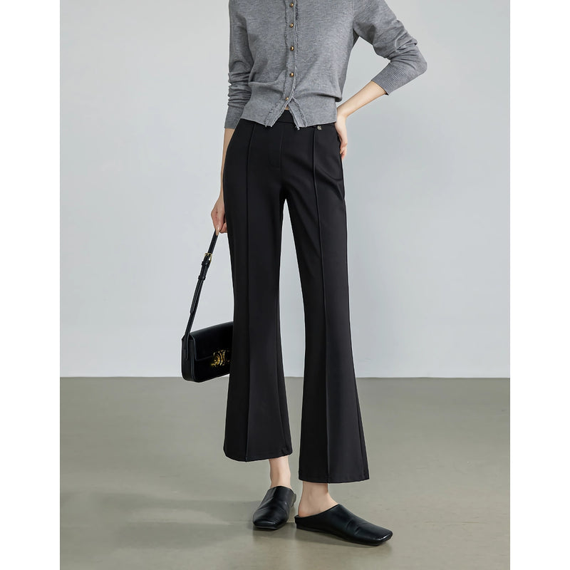 elegant micro flare ankle-length pants for women, view 2 - MRSLM