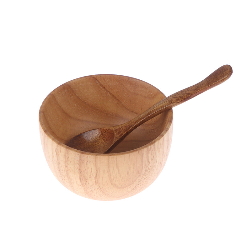 wooden facial mask bowl and spoon set, view 6 - MRSLM