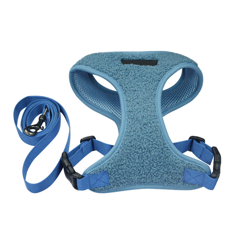 fleece dog harness and leash set, view 3 - MRSLM
