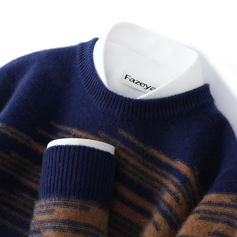 men's loose round neck sweater, view 4 - MRSLM