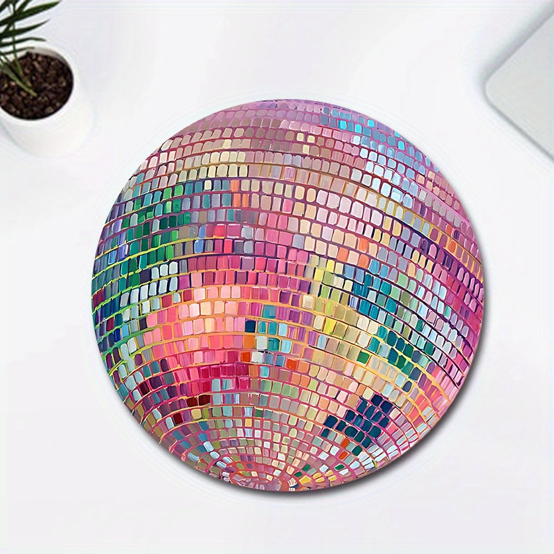 pink disco ball mouse pad, view 4 - MRSLM