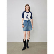 High-waist denim mini skirt, view 4 - MRSLM