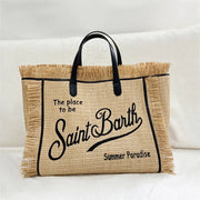 embroidered straw tote - MRSLM