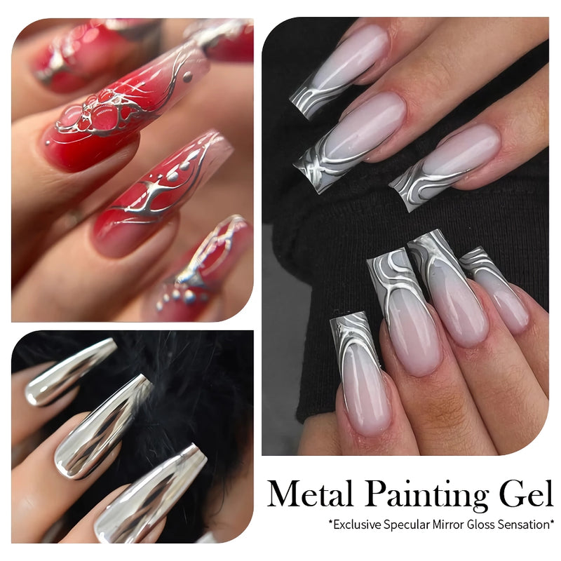 5ml super silver metallic gel nail polish, view 7 - MRSLM