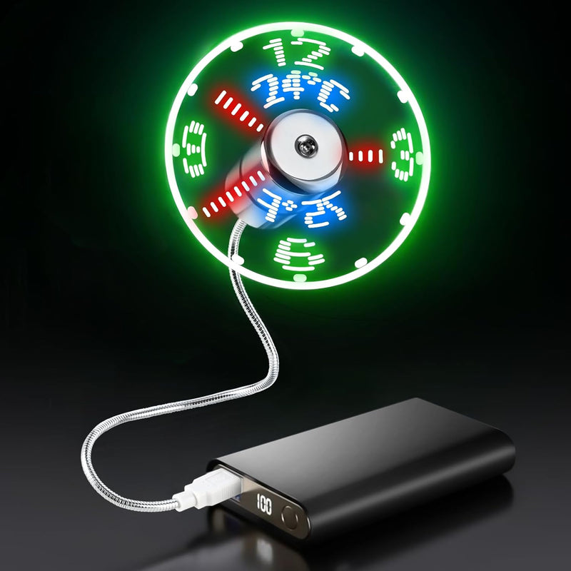 LED clock USB mini fan, view 2 - MRSLM