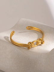 gold stainless steel geometric open cuff bracelet, view 3 - MRSLM