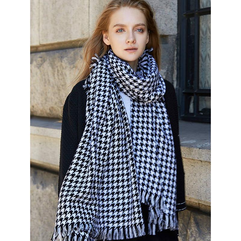 oversized wool plaid scarf, view 8 - MRSLM