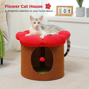 cozy flower cat house with pompom ball, view 10 - MRSLM