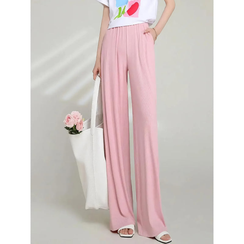 high waist draping casual pants for women, view 7 - MRSLM