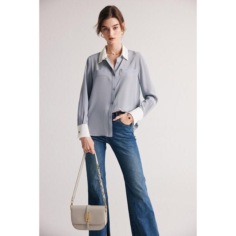 Chic Silk Crepe De Chine Dress Shirt for Women