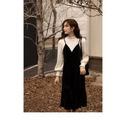 elegant lace patchwork dress, view 7 - MRSLM