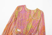 Women's long sleeve cutout print dress, view 5 - MRSLM