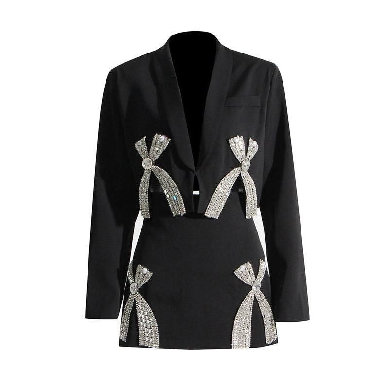 shawl collar blazer and skirt set, view 6 - MRSLM