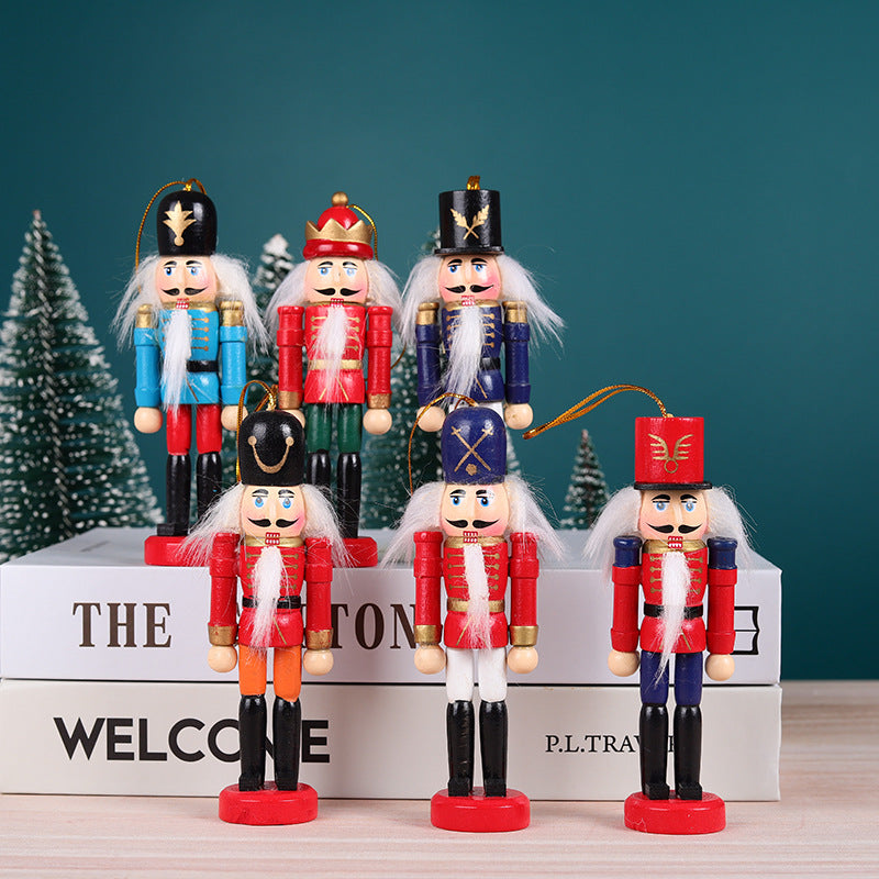 Wooden nutcracker soldier ornaments set of 6, view 4 - MRSLM