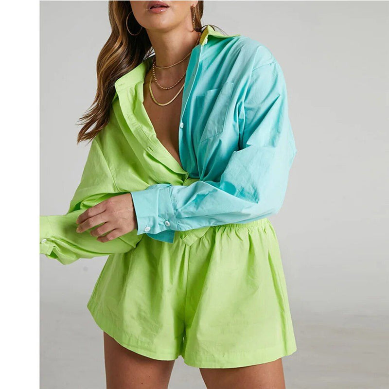 Cotton linen shirt and shorts set, view 25 - MRSLM