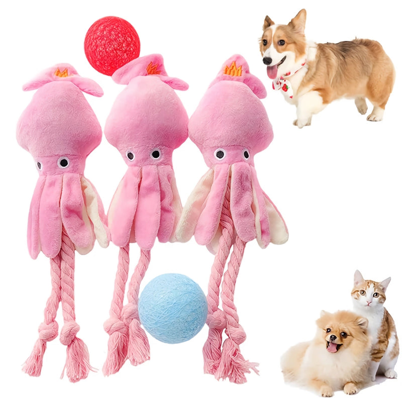 octopus plush rope dog toy, view 3 - MRSLM