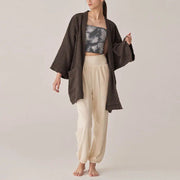 Cotton gauze open-stitch cardigan, view 5 - MRSLM