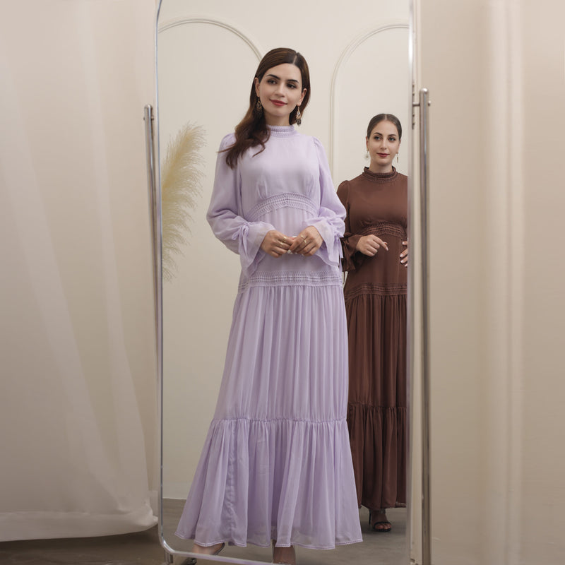 lace long sleeve maxi dress, view 8 - MRSLM