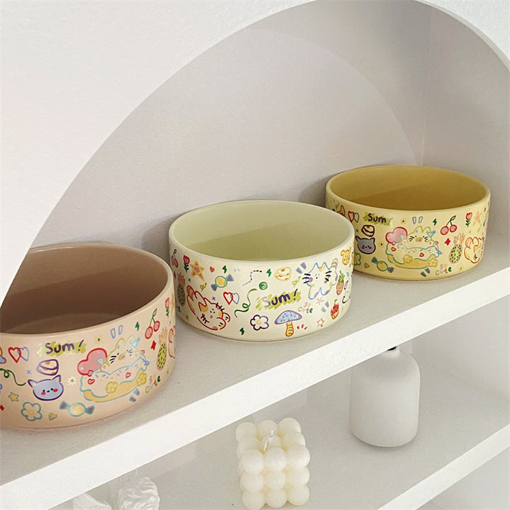 Graffiti Ceramic Double Pet Bowl