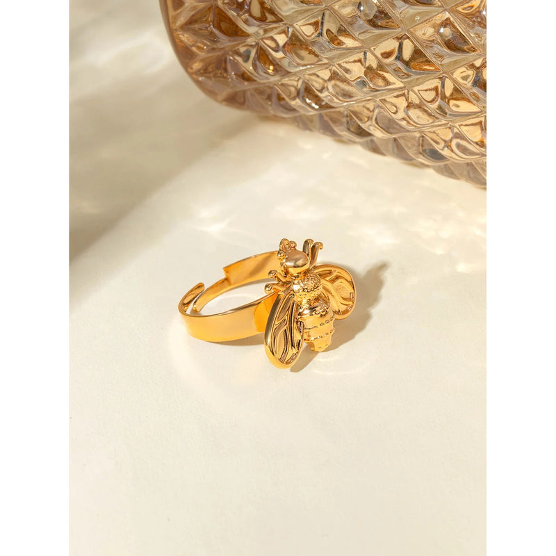 gold plated bee ring, view 5 - MRSLM