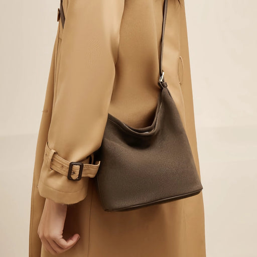 PU leather suede bucket shoulder bag - MRSLM