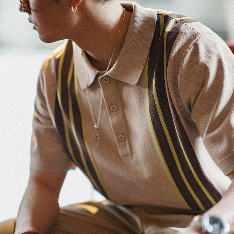 vintage knitted polo bowling shirt, view 5 - MRSLM