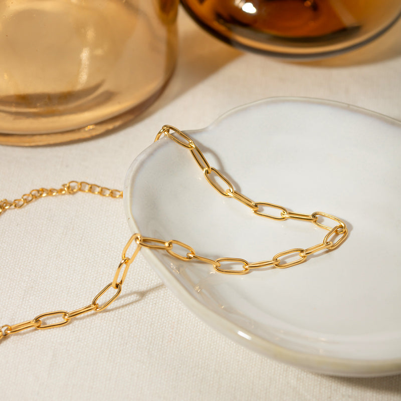 Gold paper clip chain anklet, view 5 - MRSLM