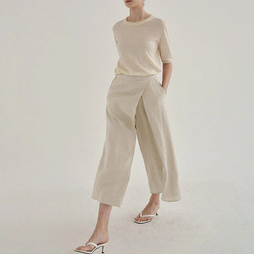 cotton-linen wide leg pants, view 2 - MRSLM