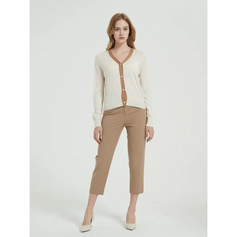 silk and wool blend v-neck cardigan, view 6 - MRSLM