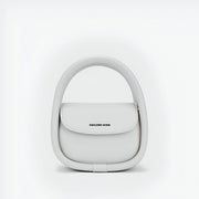 medium trapeze leather messenger bag, view 5 - MRSLM