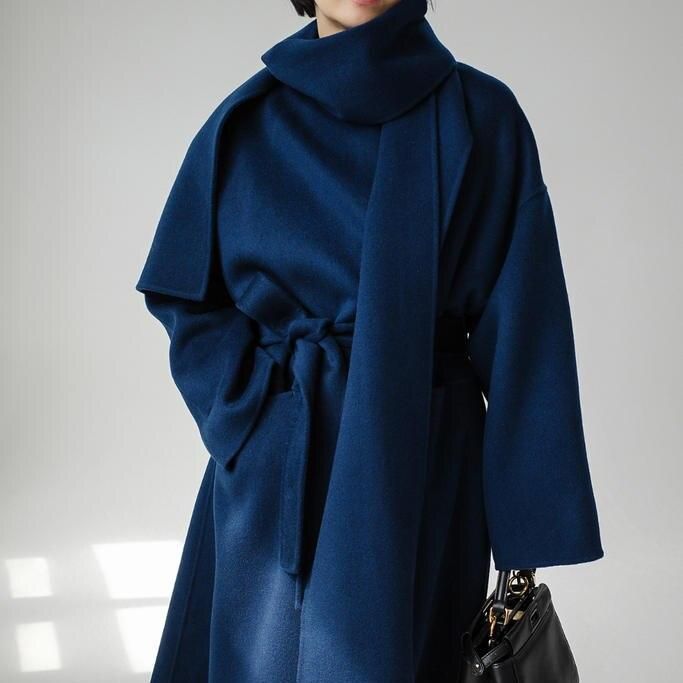 fashion women's coat with scarf collar, view 10 - MRSLM