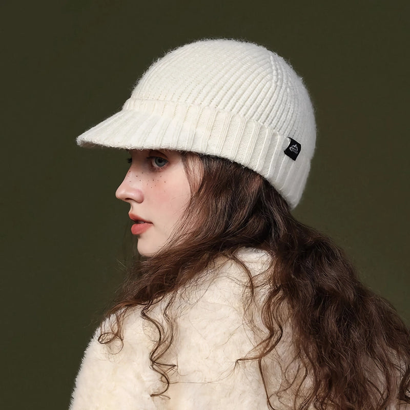 warm knit duckbill cap with visor, view 8 - MRSLM