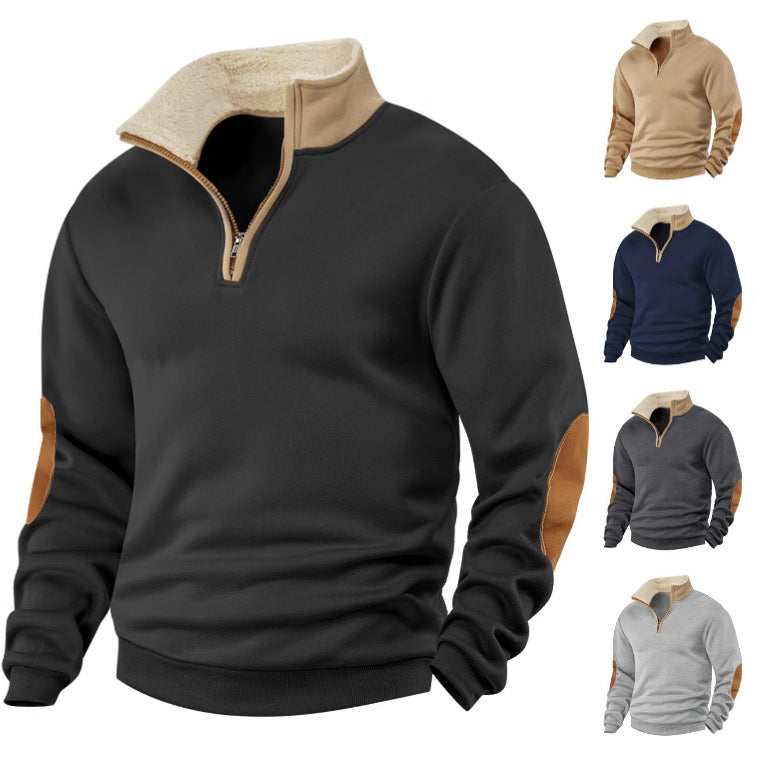 men's retro patchwork half cardigan, view 2 - MRSLM