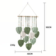 handwoven cotton rope leaf wall tapestry, view 3 - MRSLM
