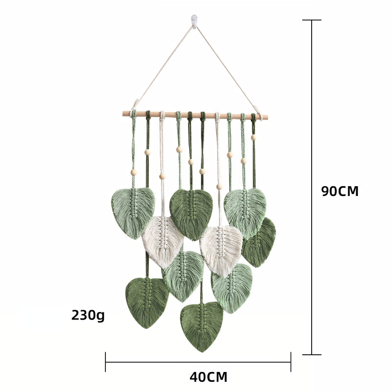 handwoven cotton rope leaf wall tapestry, view 3 - MRSLM