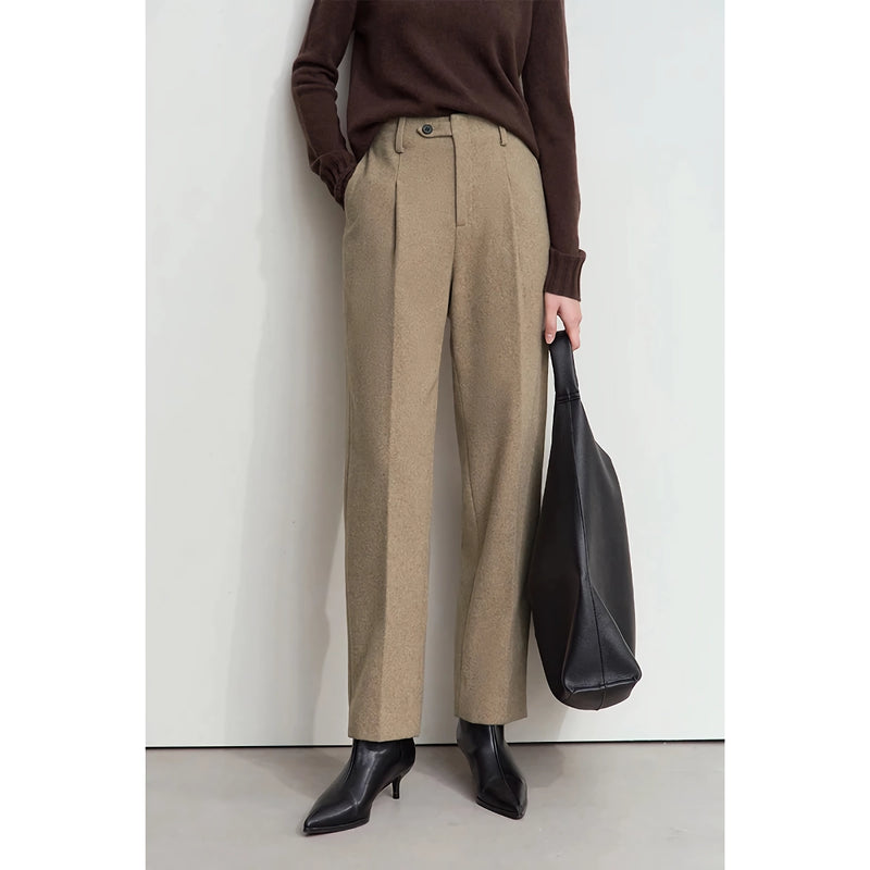 women's tapered wool blend pants, view 2 - MRSLM