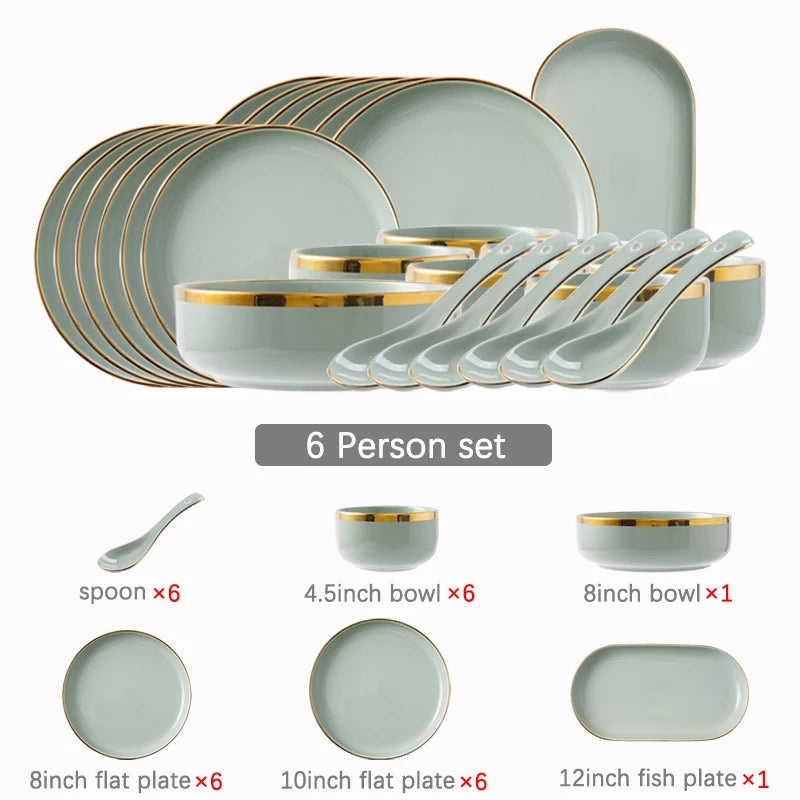 nordic bone china plate set, view 2 - MRSLM