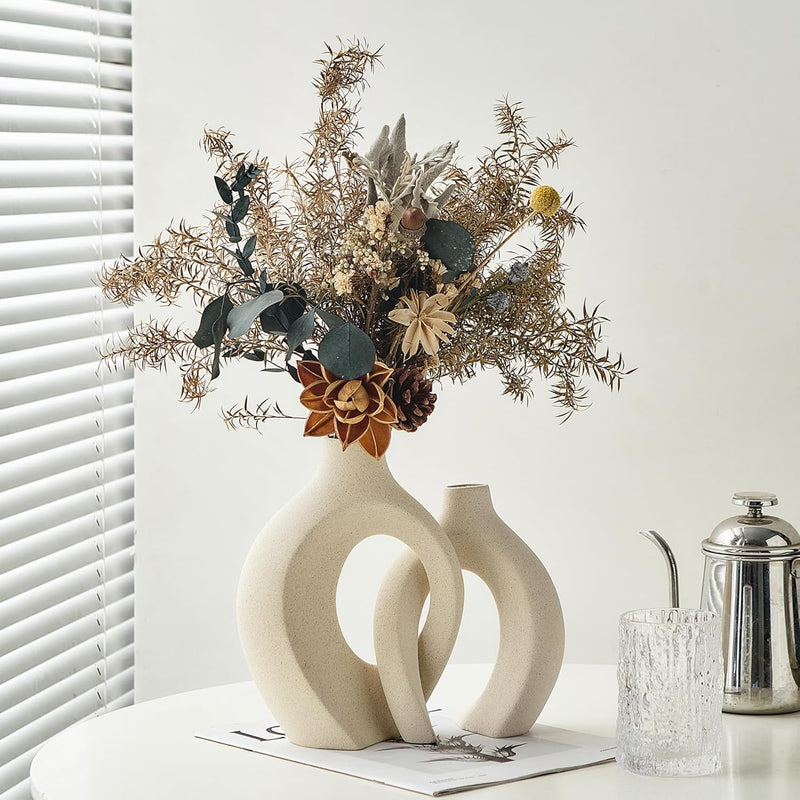 european white ceramic vase set, view 6 - MRSLM