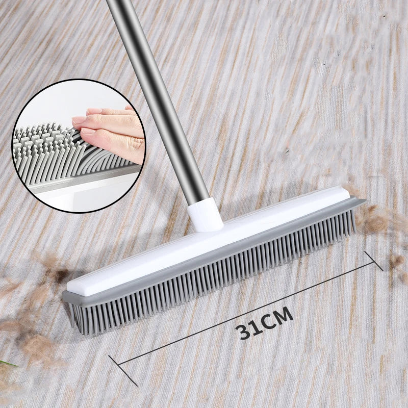 Rubber broom and carpet rake with squeegee, view 2 - MRSLM