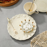 Embossed rose ceramic dessert plate, view 2 - MRSLM